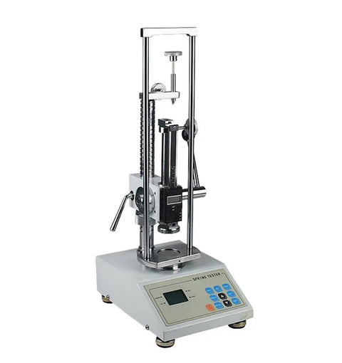 Digital Push Pull Spring Tester Machine With Liquid Crystal Display handles compression extension testing up to 500 Newton capacity.