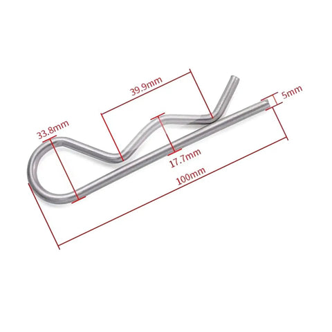 R Shaped Spring Cotter Pins Kit 5 Pack M5x100mm Stainless Steel 304 Hairpin Clips For Hitch Pin Lock System Anti Rust Reusable