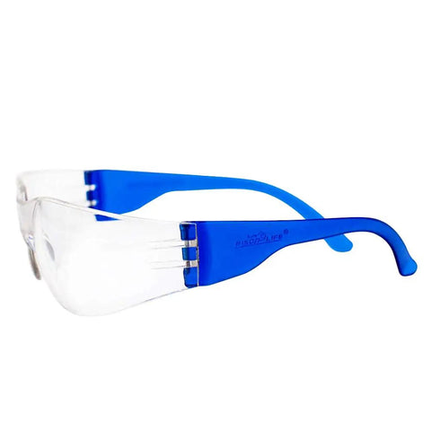 Assorted Color Kids Safety Glasses 12 Pack Over Glasses Design With Ansi Z87 Rating For Youth Providing Soft Tr90 Frames showing blue style from side