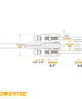 Diagram showing dimensions of quick release clamp for Beefy T Track Knob Kit With 10 Thru Hole Knobs And 1/4-20 Hex Bolts And Washers.