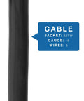 Close-up of SJTW jacket showing gauge 10, 3 wires for Fifteen Foot Locking Power Cord For NEMA L6 30P To SJTW Ten Three 30 Amp 250 Volt Heavy Duty All Weather UL Listed Copper Wire With Durable Construction For Reliable Outdoor Use.