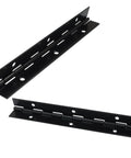 Rock Solid Black Piano Hinges For Cabinets Closets And Storage Boxes Featuring 6 Inch Continuous Stainless Steel design, showing two black piano hinges.