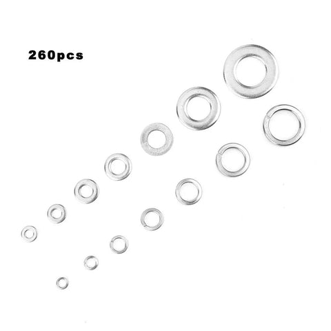 Go To Pro Grade 260 Piece Stainless Steel Spring Lock Washers Kit With Anti Rust Gaskets and Retaining Rings in multiple sizes