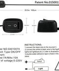 Diagram of Water Drop Paste Type Button Switch SPST 12V-230V 10A Off On Control; includes dimensions and installation instructions.