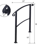 Sturdy As Nails Wrought Iron Handrails For Outdoor Steps With Curved Non Slip Grip Solid Black Porch Railing Kit dimensions 37x55 inches.