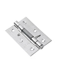 Close-up of self closing cabinet door hinge with built-in spring, stainless steel, for kitchen and home cabinets, pack of two.