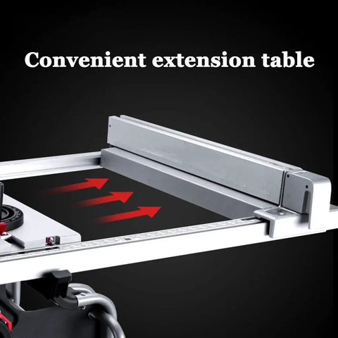 Convenient extension table of Portable Benchtop Table Saw With 5500 Rpm High Speed Motor for woodworking projects.