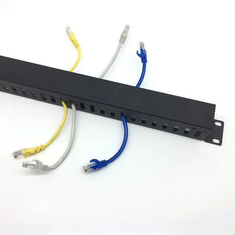 2 Pack 1U 19 Inch Cable Manager Horizontal Rack Mount With 24 Slot Metal Finger Duct Wire Organizer for Server Rack, Black