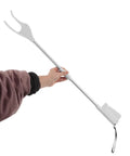 28 Inch Long Handle Grabber Reacher Tool for Seniors and Pregnant Women with Nonslip Grip, One Handed Operation, Lightweight Plastic and Stainless Steel Litter Picker for Easy Cleanup and Daily Independence, held by hand