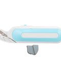 Cordless Electric Scissors For Fabric And Craft Cutting With Ergonomic Grip And Battery Powered Shears Built For Heavy Duty Sewing Tasks And Easy Cardboard Snipping With No Sweat Cuts, blue ergonomic design with steel blade.