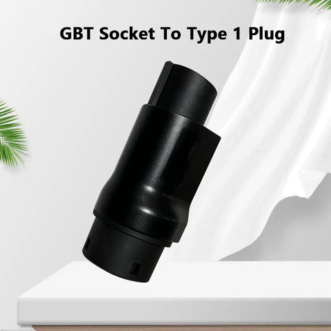 High Performance GBT Socket To Type 1 Plug Adapter For EV Chargers, black heavy duty plastic, showcases charging connector design.