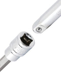 Close-up of 12 Piece 3/8 Inch Drive Extra Long Torx Bit Socket Set With CR V Chrome Vanadium and S2 Steel Bits, showing T10 connection
