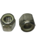 Heavy Duty Stainless Steel Nylon Insert Lock Hex Nuts Unc Nylock Size Qty 25 Pack With Precision Threads, close-up view showing threads.