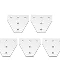 Beefy Heavy Duty Flat Tie Plate Aluminum Alloy L Shaped Bracket Set for industrial repairs and mending, 5 pieces displayed, front view.