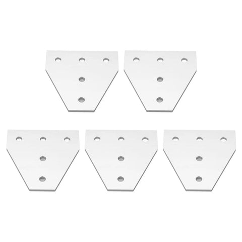 Beefy Heavy Duty Flat Tie Plate Aluminum Alloy L Shaped Bracket Set for industrial repairs and mending, 5 pieces displayed, front view.
