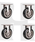Heavy Duty Caster Wheels With Thick Stainless Steel Brackets Built Tough As Nails For Shock Absorption And Endless Use Featuring Double Shielded Bearings, set of four with stainless steel brackets.