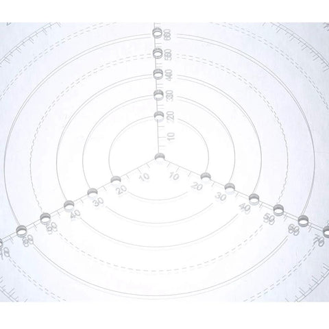 Clear acrylic center finder compass for drawing circles on wood lathe; circular gauge with concentric scales