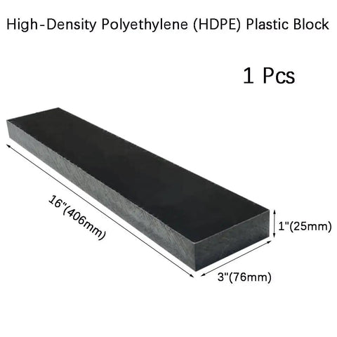 Durable HDPE Tapping Block For Machining And DIY Projects 1 Inch By 3 Inch By 16 Inch Black Garage Ready Workbench Favorite Built To Last In The Shop Corrosion Resistant For Acid Alkali Salt Solutions. Black HDPE block 1 x 3 x 16 in shown with dimensions