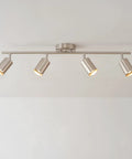 Pratt 4 Light Track Lighting Fixture in Brushed Nickel With Pivoting Heads, Minimalist Modern Spotlight Kit, Ceiling Rail System