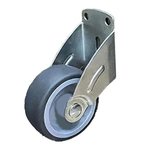 Heavy Duty Adjustable Door Bottom Support Wheel Stops Cabinet Sagging Rolls Smooth As Butter Steel And Rubber Anti Sag Pulley shown from side view.