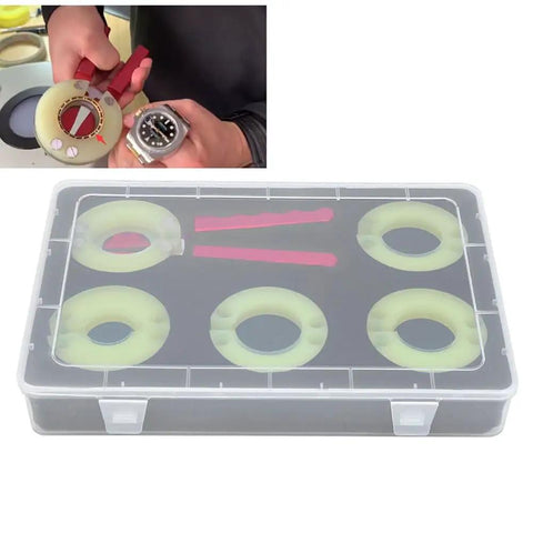 5 Piece Bezel Opener Tool Kit For Watches With Precision Gear Ring Opener And Elastic Rubber Band Safety in storage case