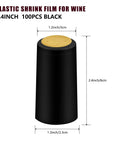 Top Shelf Black Heat Shrink Wine Caps With Tear Tabs 100 Piece Heavy Duty PVC Seals, 1.2x2.4 inches black wine cap.