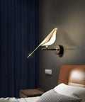 Cool Magpie Themed LED Bird Wall Light In Gold One Light Acrylic Fixture For Living Room And Bedroom Adjustable Bird Head SMD LED Bulb Included Modern Fun Bedside Decor