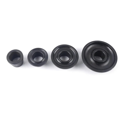 Heavy Duty Wheel Balancer Shaft Adapter For 40mm Arbor With 177 To 539 Inch Reach Universal Fits Car Truck Suv Works Like A Charm On Alloy Steel Wheels No Sweat Setup, multiple black adapters of varying sizes.