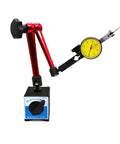 350mm Universal Dial Indicator With Magnetic Stand Base, 0-0.8mm Range, 0.01mm Resolution, Test Comparator Kit For Motorcycle Repair, Machining, Precision Alignment, Runout And Flatness Checks, yellow dial gauge on red magnetic stand