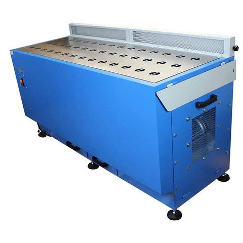 Built Damn Tough 61 By 23 Inch Metalworking Downdraft Table With Dual Motor Dust Collector Vacuum System For Welding And Grinding Station, blue steel workbench.