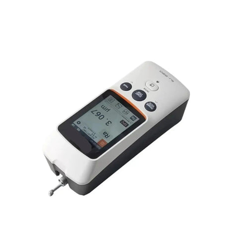 Pro Level Handheld Surface Roughness Tester With Quick Charge System And Crisp Backlit Digital Readout displaying measurement data.