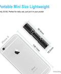 Pocket Sized Super Bright Flashlight Set With Magnetic Tail Cap beside iPhone for size comparison, highlighting compactness.