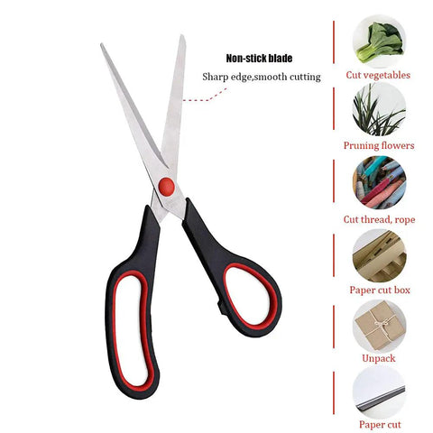 Go To Ultra Sharp 8.5 Inch Multipurpose Scissors With Comfort Grip and black and red ergonomic handles for office and crafts