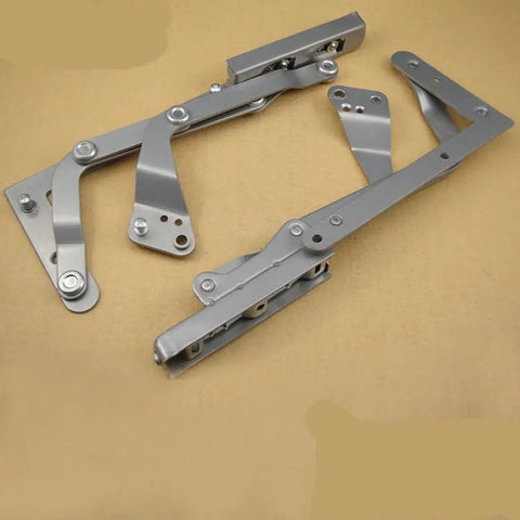 Soft Close Vertical Lift Cabinet Hinge With Silent Pneumatic Operation for kitchen cabinets, silver metal hardware on display