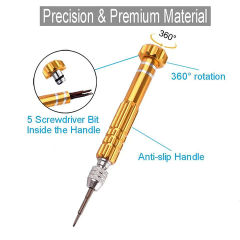 13 In 1 Multifunctional Precision Screwdriver Set With Magnetic Bits, anti-slip handle, and 360-degree rotation displayed