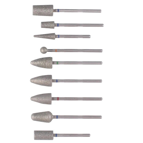 9 Piece Pedicure Cone Barrel Ball Drill Bit Set For Cracked Skin And Callus Removal 3 By 32 Shank Pro Diamond Foot Cuticle Bits