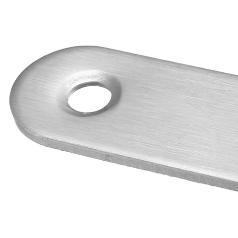 Close-up view of silver tone metal piece from 10 Pieces Repair Plates 47mm By 16mm Flat Fixing Mending Corner Brace Bracket Connector Set