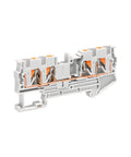 Side view of 10 Pack DIN Rail Terminal Block PT4 Quattro 4 Conductor Push In Spring Clamp 32A 800V PA66 V0 Industrial Electrical Connectors Gray