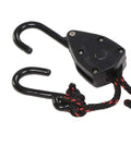 Heavy Duty Kayak And Canoe Bow And Stern Tie Down Straps with vinyl-coated S-hooks and braided rope for roof racks