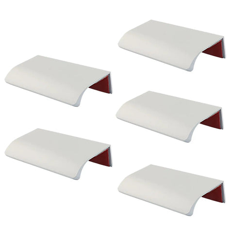 5 Pack Adhesive Edge Finger Pulls For Cabinets And Kitchen, silver aluminum drawer pulls with self-adhesive back, modern design