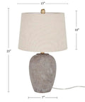 Rustic Farmhouse Ceramic Table Lamp With Beige Linen Shade, Gray Brown Earth Tones, Hand Finished Vintage Look, Cozy Vibe Warm Glow For Bedroom Living Room Dining Room Or Office Lighting