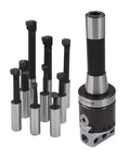 Two Inch Boring Head Set With Half Inch Hole Nine Pack Carbide Boring Bars For Milling Machines R8 Shank Durable Ground Adjusting Screw