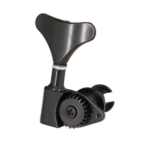 Level Up Your Rig With Premium Alloy Bass Guitar Tuner Machines And Precision Peg Keys Designed For Smooth Shifting And Lock Tight Performance In Rock Session Or Studio Setup With Reliable 14L14R Mounting For Quick Installation. Black alloy bass guitar tuner machine with gear and peg key