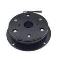 Energized electromagnetic brake DZD5-40B, black round housing with mounting holes and wiring, front view.