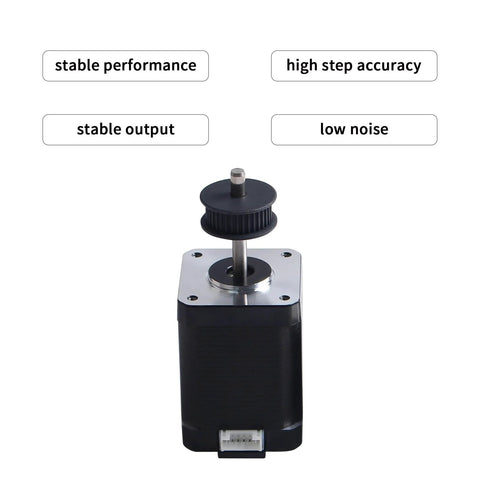 NEMA 17 stepper motor 42x60mm with belt pulley, black body, for 3D printer X-axis