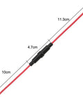 Beefed Up Inline Fuse Holder 5 x 20mm With 16 AWG Wire 32V 20A Fast Blow Screw Type showing dimensions for automotive or marine use