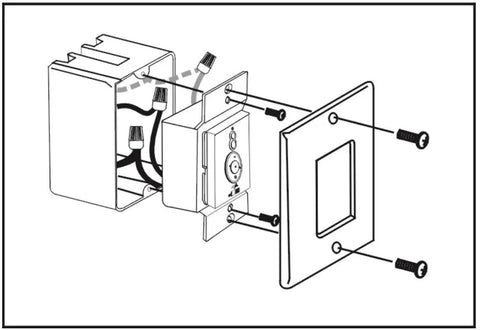 Aire Ceiling Fan With Full Function Wall Control For Easy Cooling, components and installation diagram for wall control setup