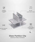 Aluminum Alloy Connector Clip For Glass Display Cabinets And Office Partitions Silver Finish Hardware For Seamless Shelf Assembly Secure Glass Panel To Frame Connections One Piece.