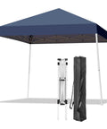 Fast Pop Up Canopy Tent 10x10 Ft With Slant Legs, Instant Setup In A Snap, Carrying Bag, Portable Shelter, Dark Blue Cover