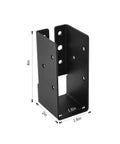 Concealed Joist Hanger Set For 2x4 Beams, Heavy Duty Q235B Steel With Black Powder Coat, side view with dimensions